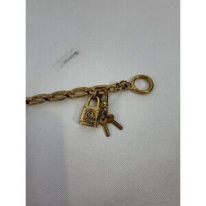 Vintage Juicy Couture Padlock and Keys Charm Bracelet 2000s Gold Tone Toggle Cla